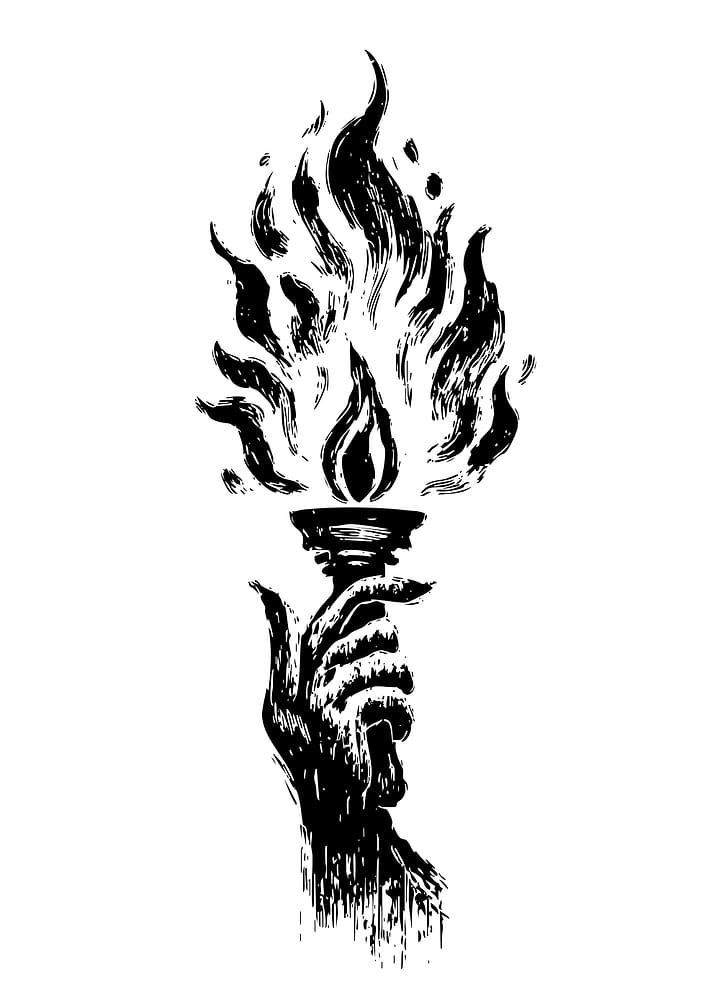 Hand Holding Burning Torch Illustration