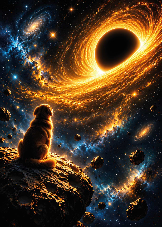 Golden Retriever Black Hole Cosmic Wall Art