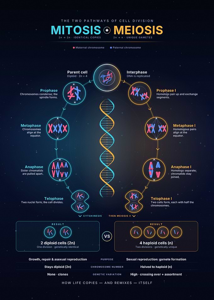 Mitosis vs Meiosis Educational Infographic