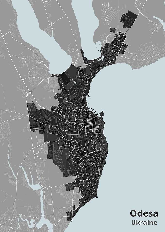 Minimalist Map of Odesa, Ukraine
