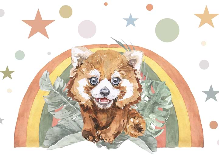 Red Panda in a Boho Rainbow
