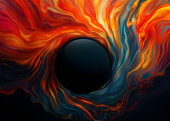 Abstract Black Sphere in Swirling Colors