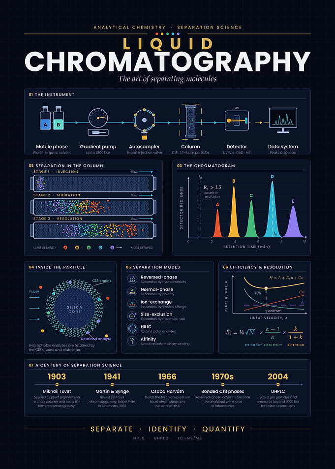 Liquid Chromatography Scientific Infographic Poster