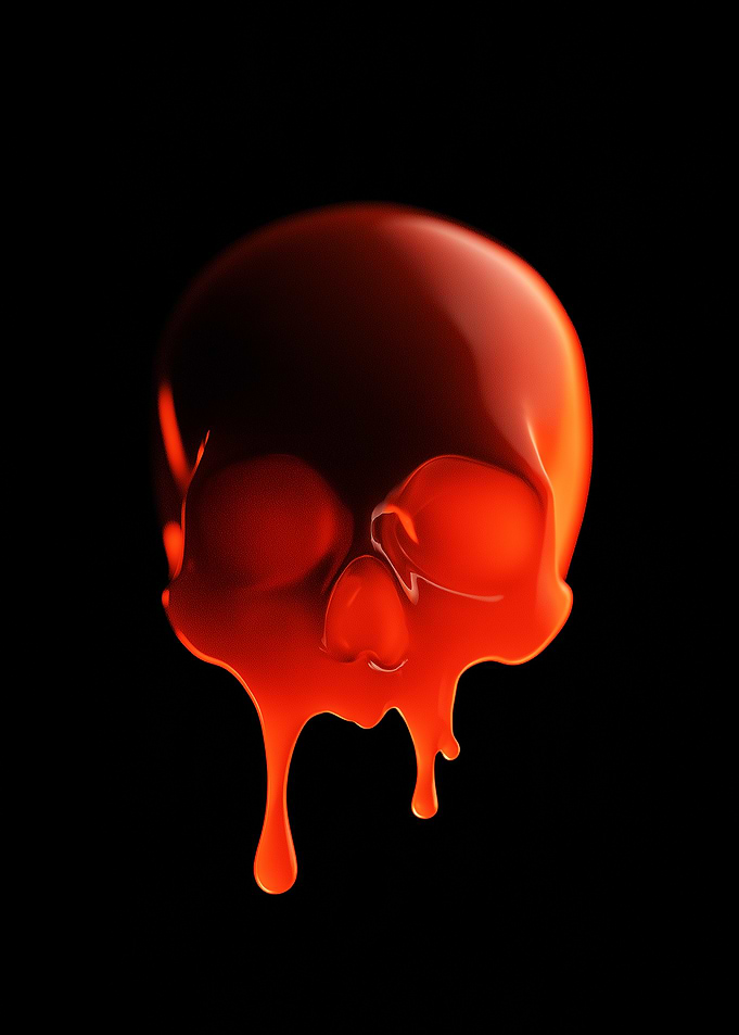 Melting Red Liquid Skull