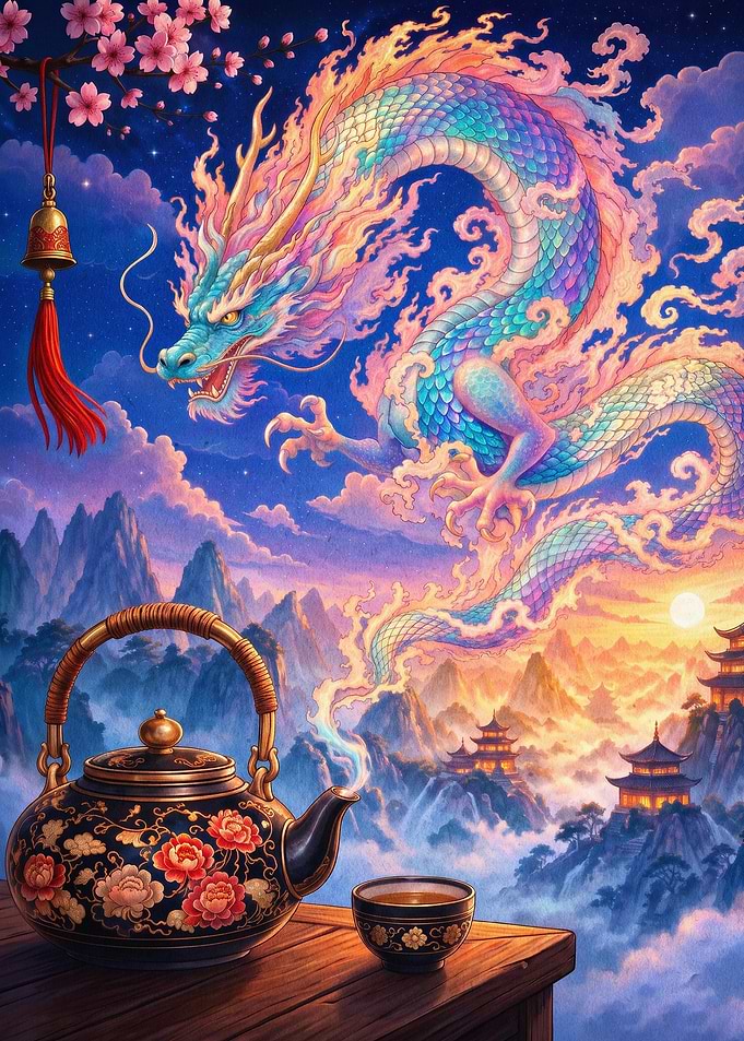 Dragon Tea Fantasy Art Poster