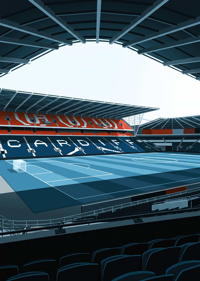 Cardiff City Stadium Minimalist Illustration