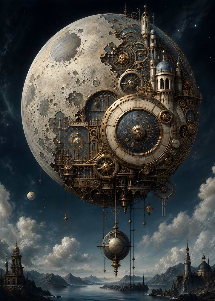 Steampunk Celestial Clockwork Moon