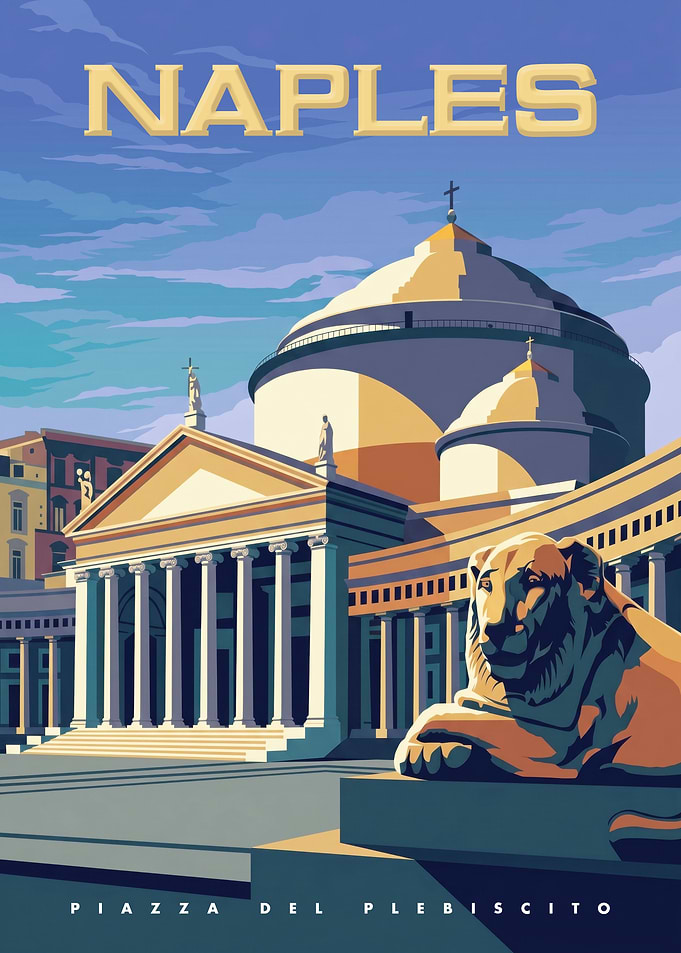 Naples Piazza del Plebiscito Travel Poster