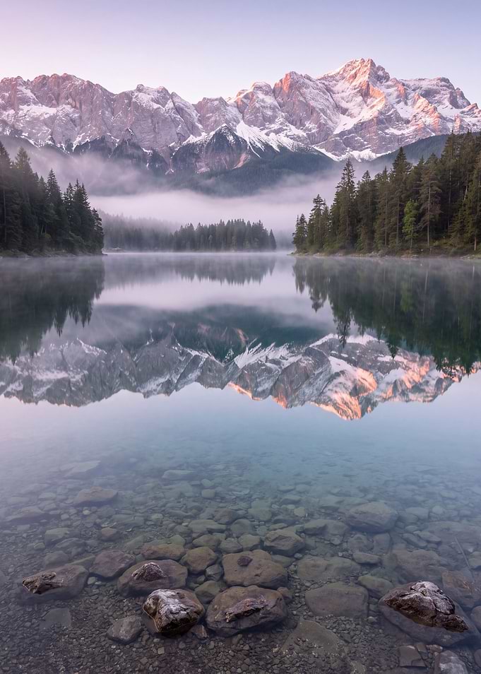 Eibsee Lake and Zugspitze Mountain Reflection