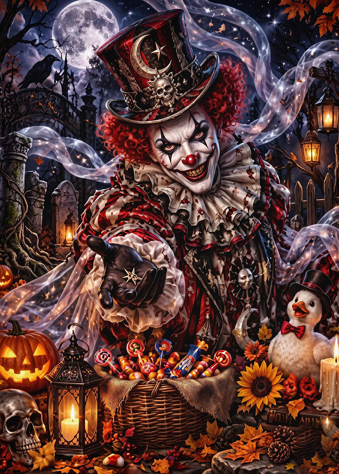Creepy Clown Halloween Gothic Art