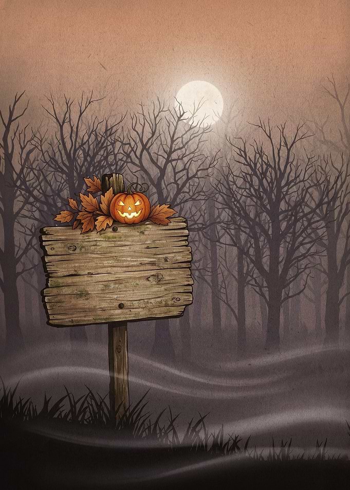 Halloween Pumpkin Forest Vintage Po