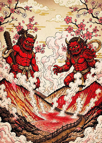 Japanese Oni Demon Sakura Art Poste