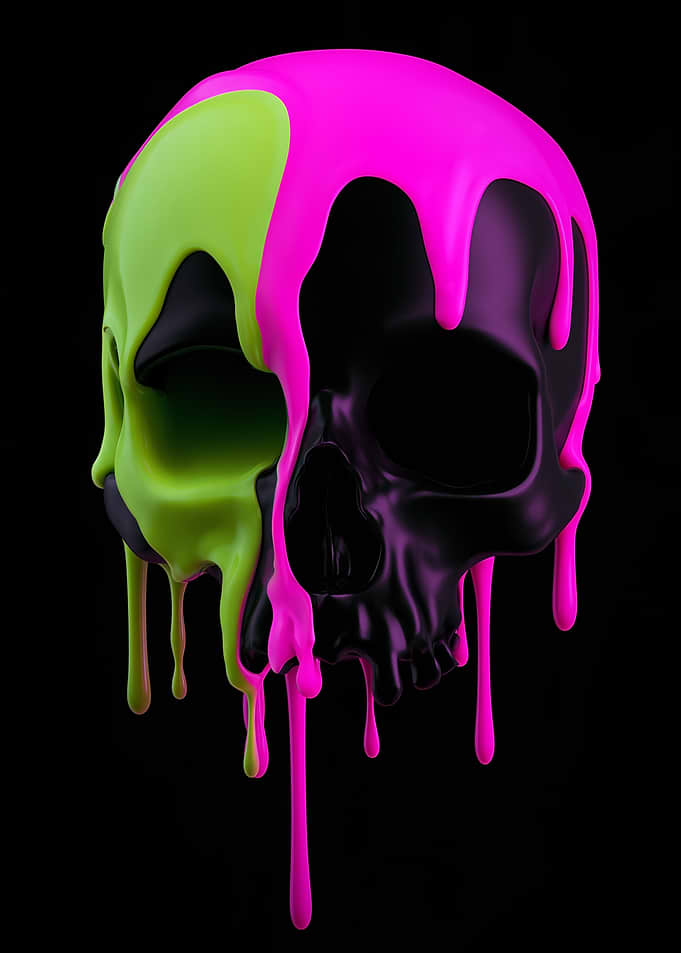 Neon Paint Drip Skull
