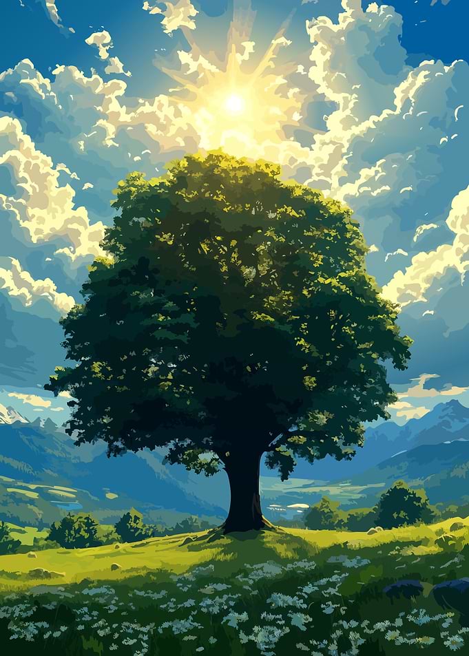 Majestic Tree Under Radiant Sun