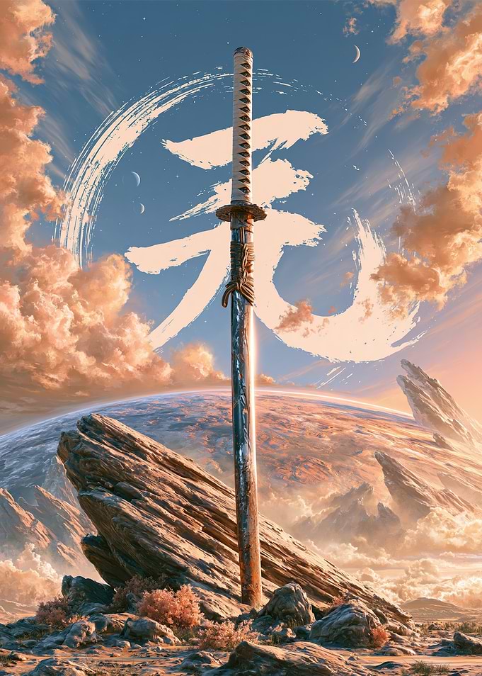Katana Sword in Alien Landscape