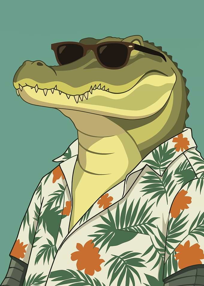 Cool Alligator in Hawaiian Shirt