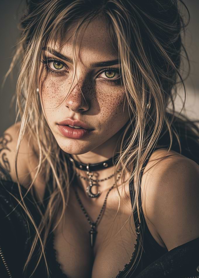 Portrait of a beautiful freckled woman