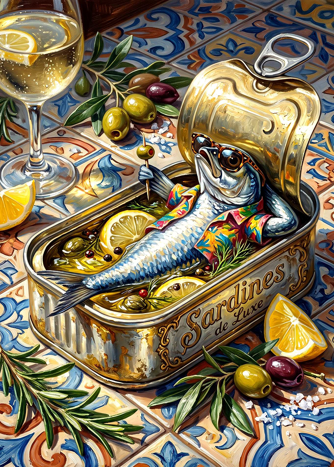 Cool Sardine Relaxing in a Tin