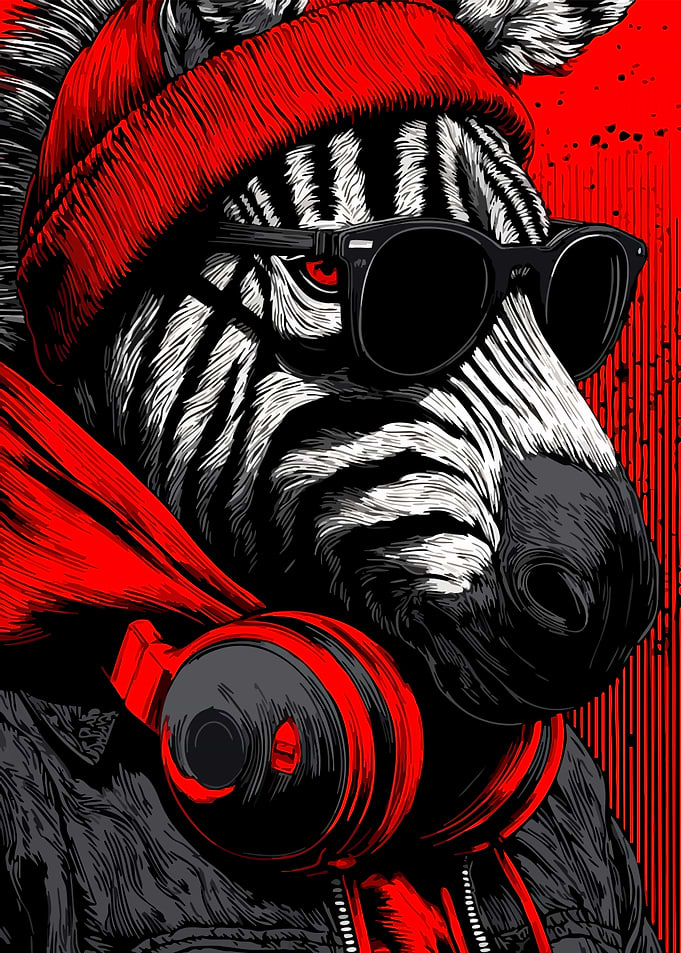 Cool Zebra in Red Streetwear