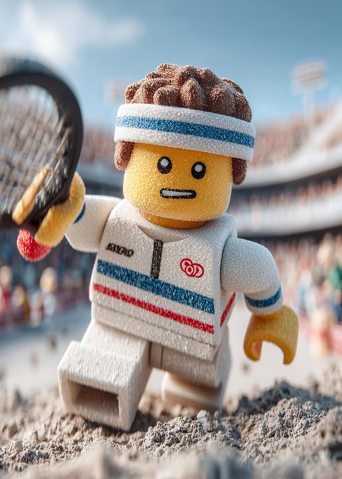 Lego Tennis Player on Court