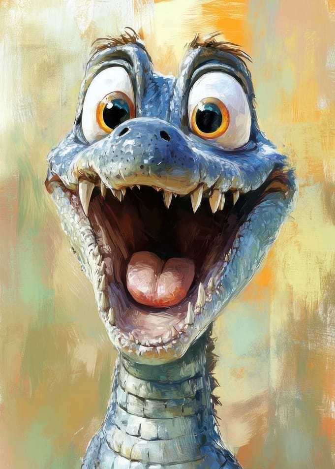 Whimsical Cartoon Dinosaur Portrait