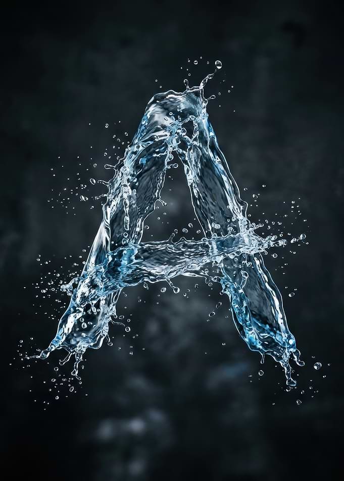Letter A Made of Water Splash