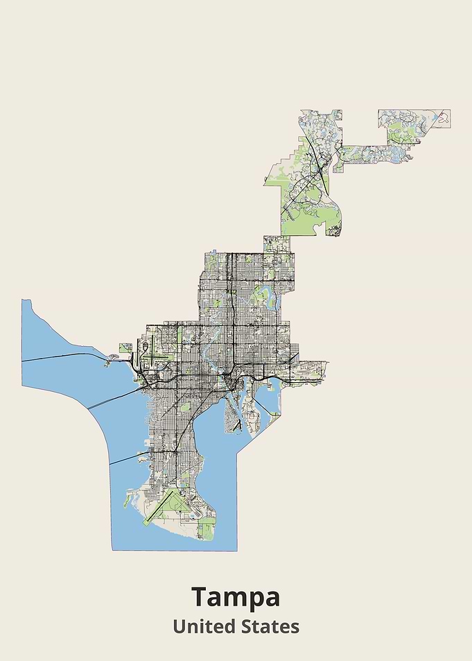 Minimalist Map of Tampa Florida