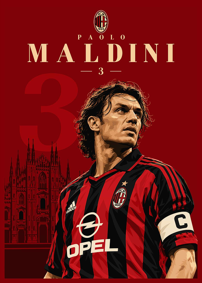 Paolo Maldini AC Milan Poster