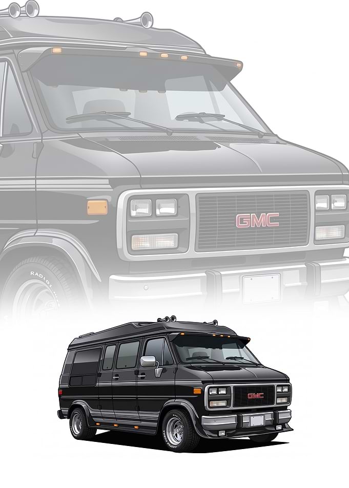 Classic Black GMC Vandura Van