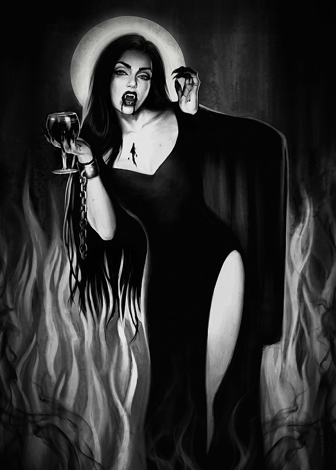 Gothic Vampire Queen in Flames