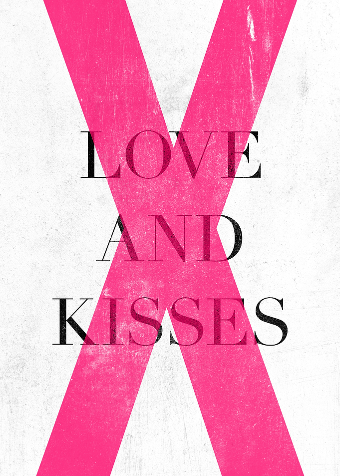 Love and Kisses Typography Poster