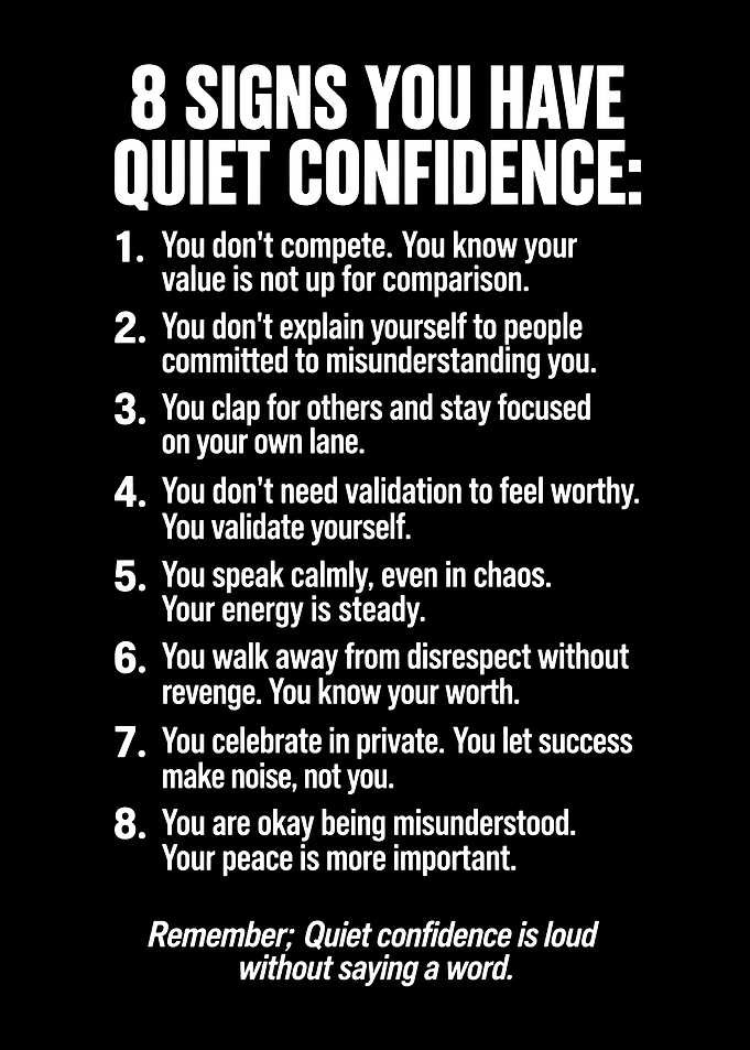 8 Signs of Quiet Confidence Poster