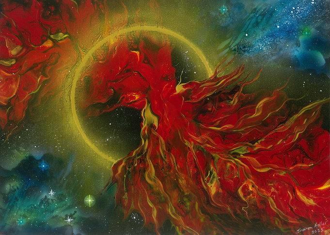 Abstract Phoenix Rising in Space