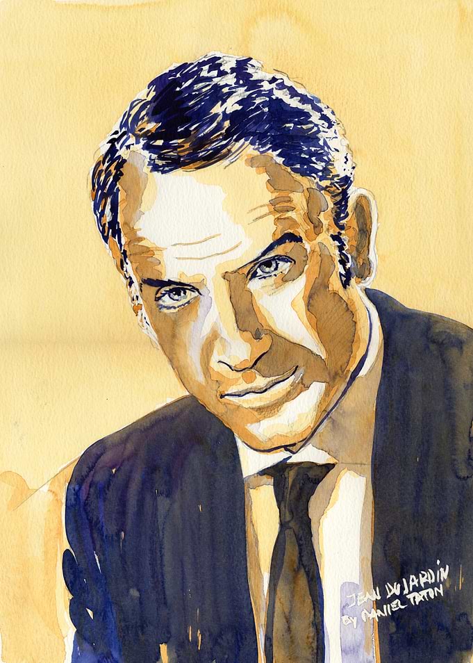 Watercolor Portrait of Jean Dujardin