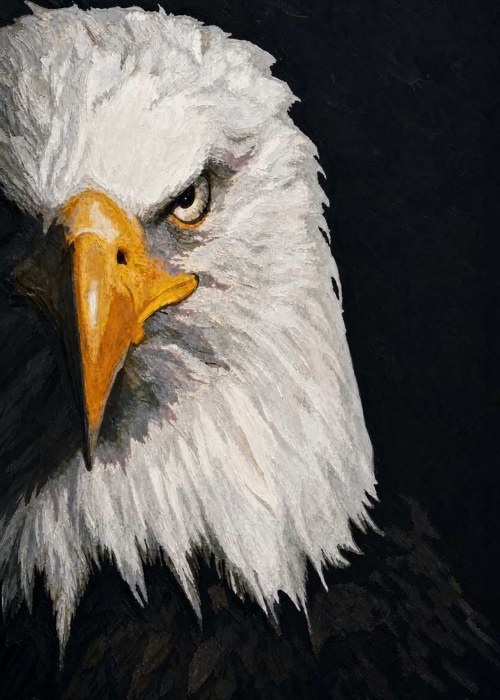 Intense Bald Eagle Portrait Painting