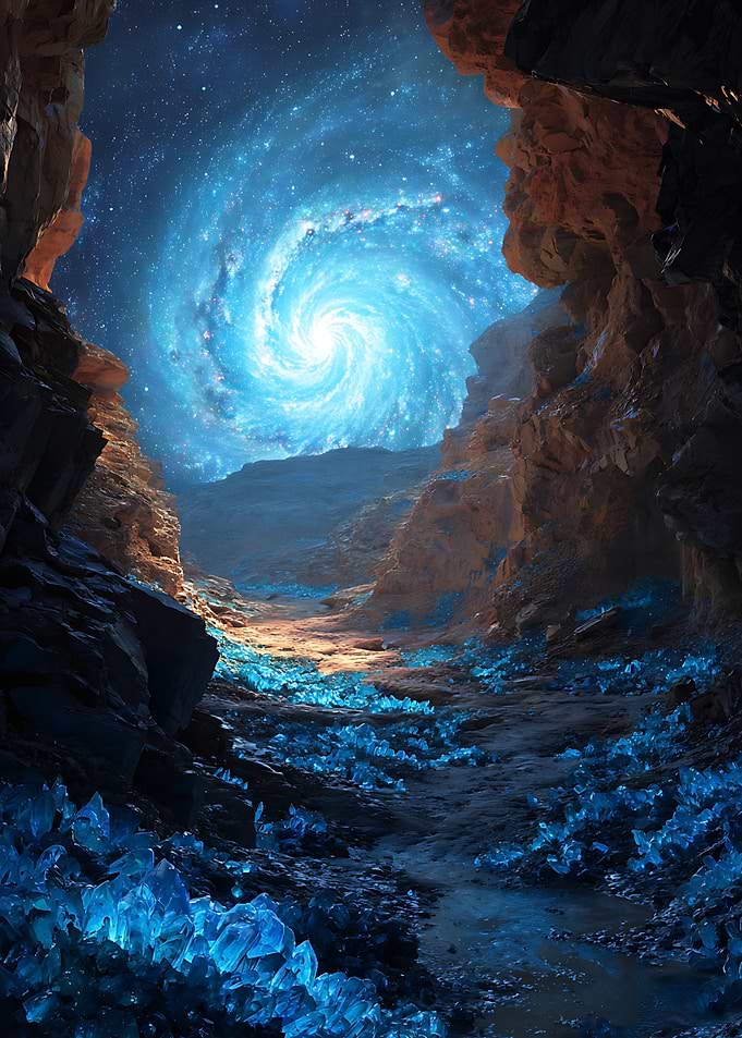 Cosmic Galaxy View from Crystal Cave