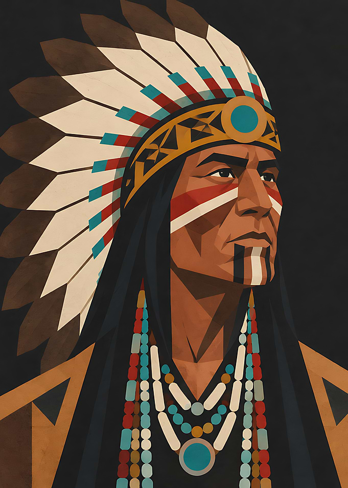 Native American Chief Portrait Illustration