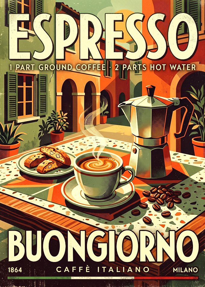 Vintage Italian Espresso Coffee Poster