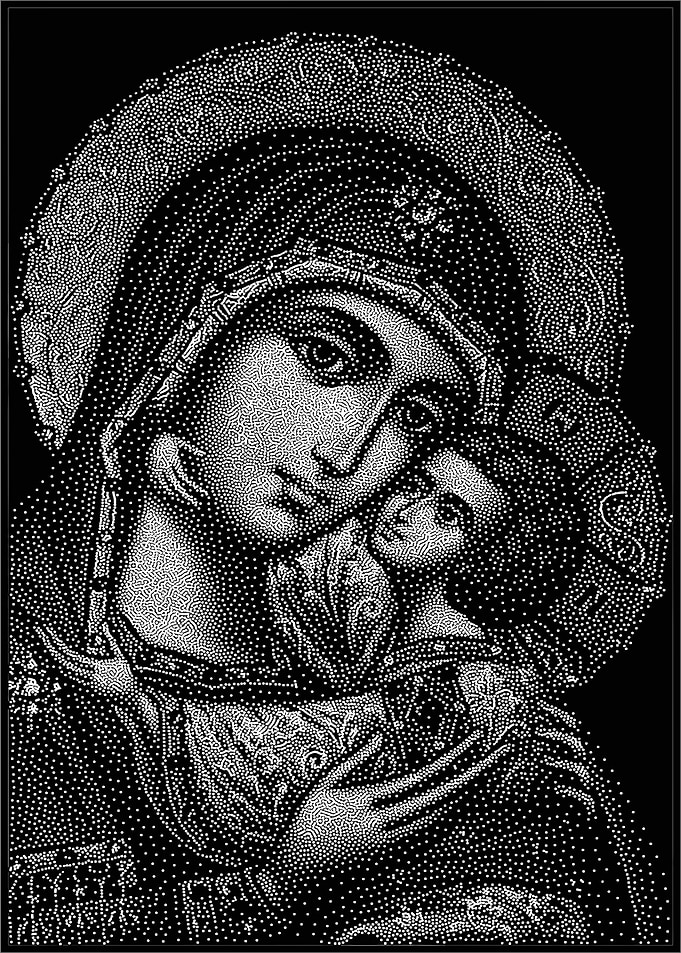 Stippled Icon of Virgin and Child