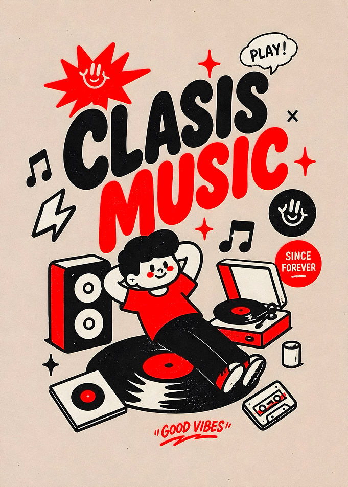 Clasis Music Retro Illustration