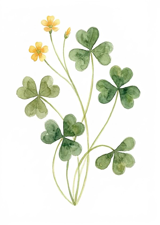 Watercolor Illustration of Yellow Wood Sorrel