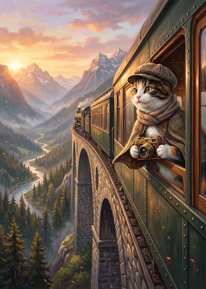 Cat Photographer on Scenic Train Journey
