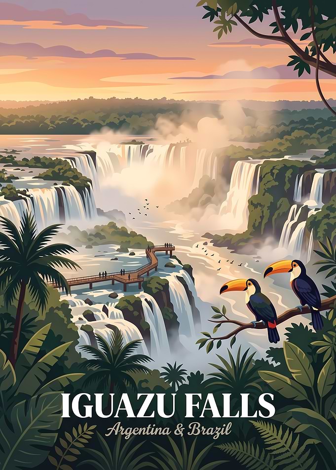 Iguazu Falls Travel Poster Art