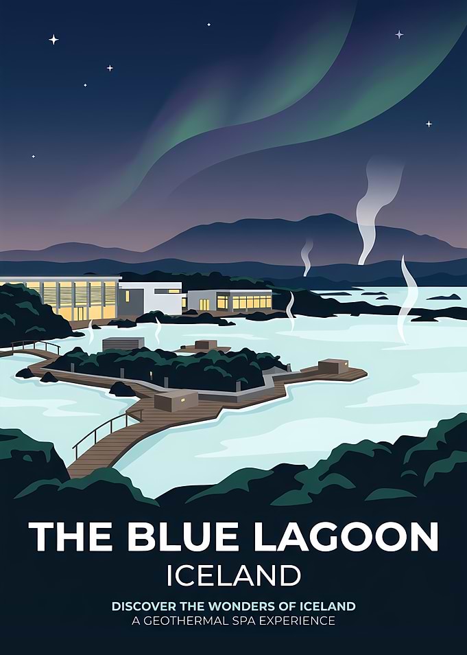 Blue Lagoon Iceland Travel Poster