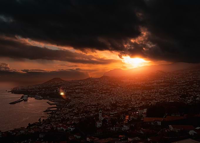 Funchal at Sunset – Madeira Island City and Atlantic Coast Photography