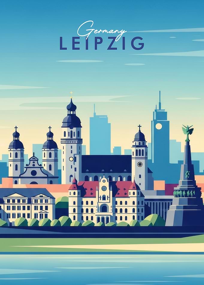 Leipzig Germany Cityscape Travel Poster