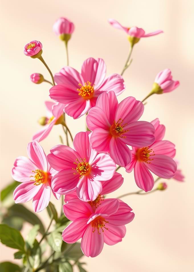 Vibrant Pink Cosmos Flowers