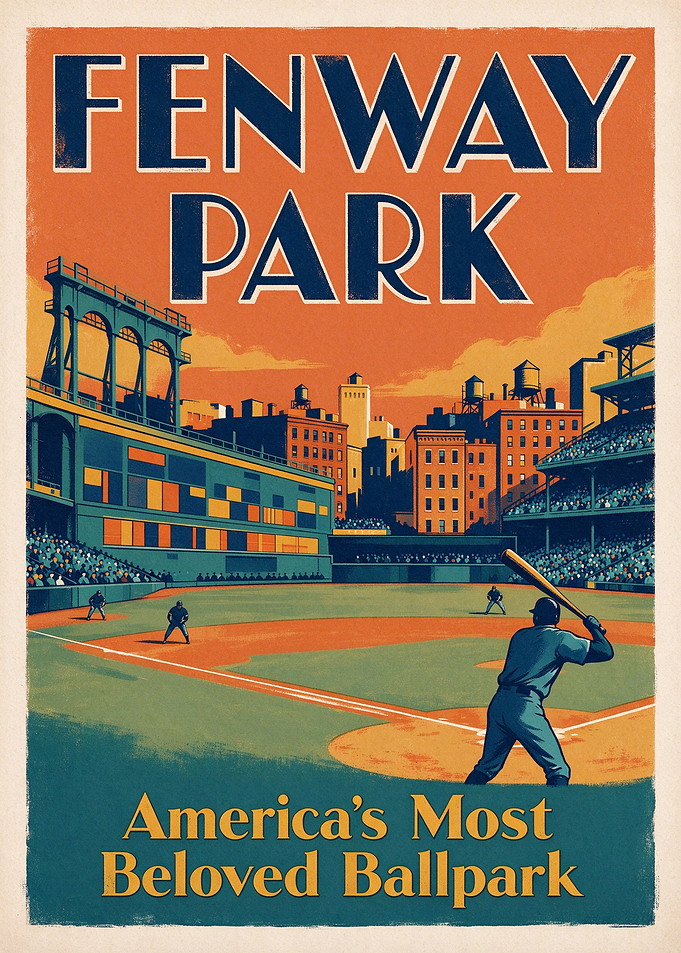 Vintage Fenway Park Baseball Poster