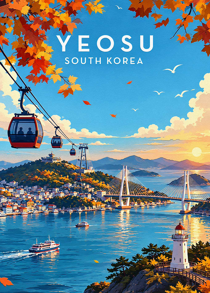 Yeosu South Korea Travel Poster