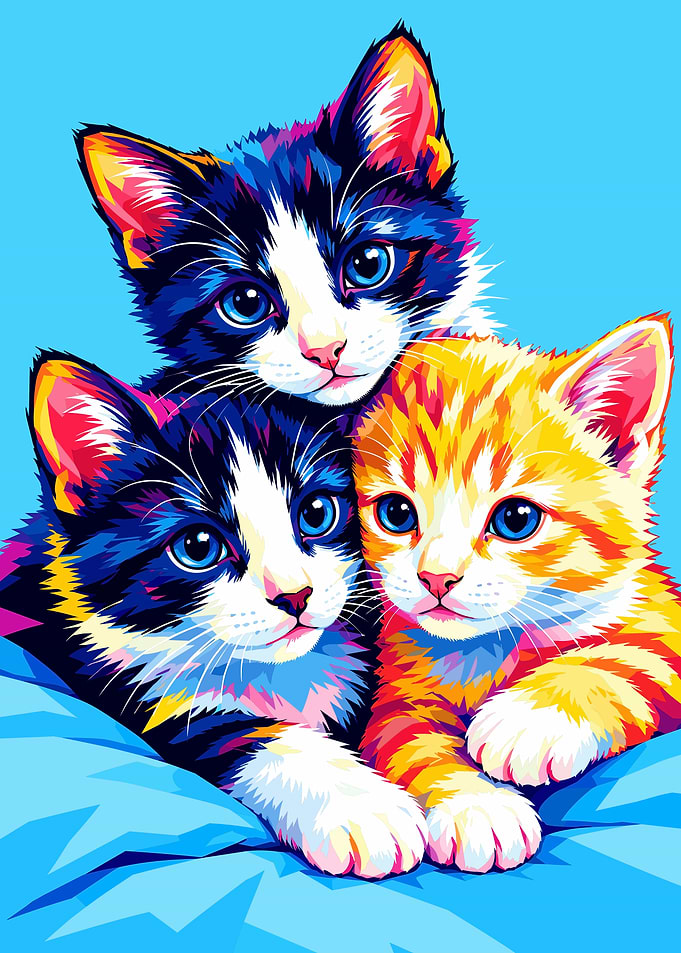 Colorful Pop Art Kittens Illustration